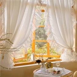 Shein White Sheer Voile Curtain With French Ruffled Edges
