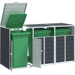 vidaXL Mülltonnenbox für 3 Tonnen Anthrazit 216x81x115 cm Stahl (Gebäudefläche )