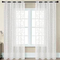 Shein 2pcs Floral Pattern Privacy Curtains White