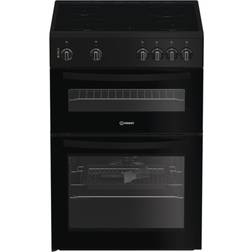Indesit 60cm Double Oven Electric Cooker Black