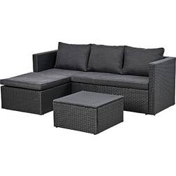 Kreta - Black Loungesæt, 1 borde inkl. 2 sofaer