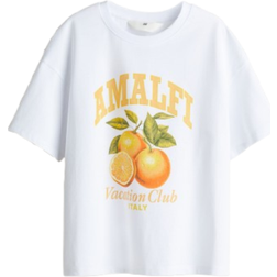 H&M Oversized Cotton T-shirt - White/Amalfi (1273446012)