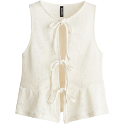 H&M Tie-Front Peplum Top - Cream