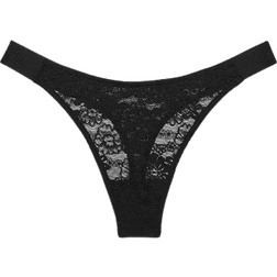 PINK Wink Logo High Leg Thong Panty - Pure Black
