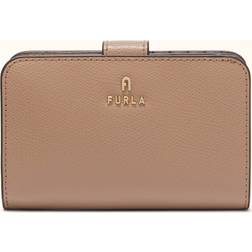 Furla Camelia Compact Textured Leather Wallet - Greige Grey