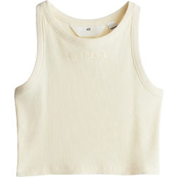 H&M Pige Tanktop Med Ophøjet Tryk - Gul