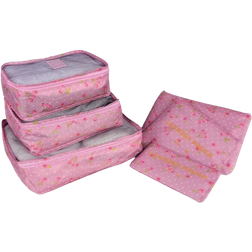 Shein 6pcs Waterproof Floral Print Luggage Packing Cubes, Travel Clothes Organizer Set, Portable Zipper Packing Organizer Cubes For Suitcase, Dorm, College, Simple Design (All Prints & Letters Random) Back To School Supplies