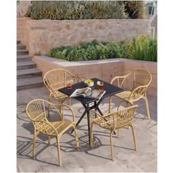 Beliani Modern Set of 4 Garden Dining Chairs Beige