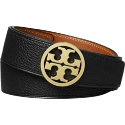 Tory Burch 1.5" Miller Reversible Belt - Black/Classic Cuoio/Gold