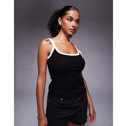 River Island Contrast Seam Detail Cami - Black