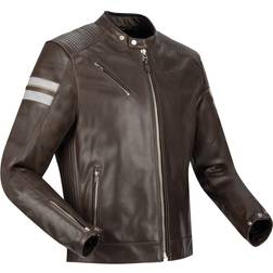 Segura Romeo Motorcycle Leather Jacket - White Brown Man