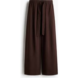 H&M Weite Hose Mit Bindegürtel - Dunkelbraun