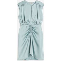H&M Ladies Draped Satin Dress - Light Turquoise