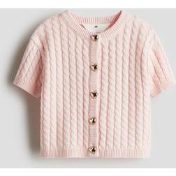 H&M Girls Light Pink Cable-Knit Cardigan