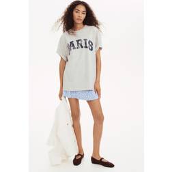 H&M Ladies Oversized Printed T-shirt - Light Grey