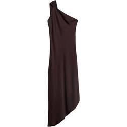 Mango Asymmetrical Satin Dress Woman - Brown