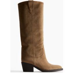 H&M Knee-High Cowboy Boots - Beige