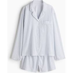 H&M Ladies Striped Cotton Pyjamas - White/Turquoise