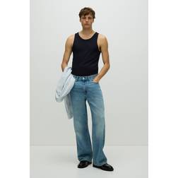 H&M Slim Fit Ribbed Vest Top - Navy Blue