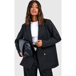 boohoo Basic Double Breasted Oversized Blazer - Black