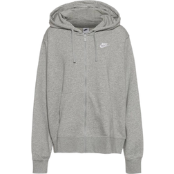 Nike Sportswear Club Fleece Women's Full Zip Hoodie Plus Size - Dark Grey Heather/White