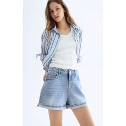H&M Light Denim High Waisted Denim Shorts - Blue