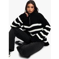 boohoo Half Zip Stripe Jumper - Black