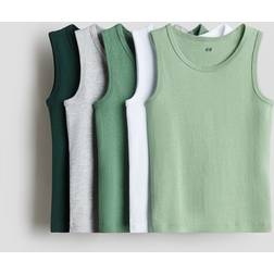 H&M Dreng 5-Pak Tanktop Bomuld - Lysegrøn/Gråmeleret