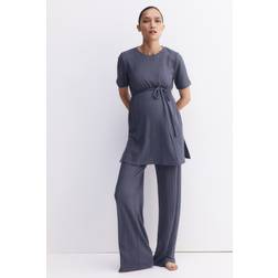 H&M Støvet Mørkeblå 2-Delt Ribstrikket Sæt Size S
