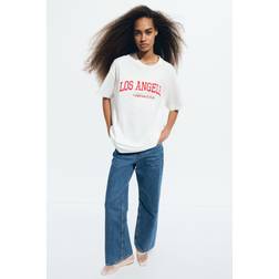 H&M Oversized T-Shirt Mit Print - Weiß/Los Angeles