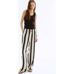 H&M Damen Weite Schlupfhose Gestreift - Weiß