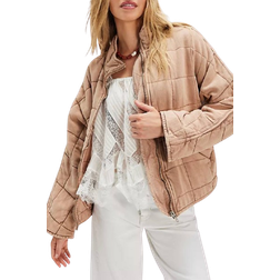 Free People Dolman Quilted Knit Jacket - Champagne Diamonds