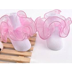 Shein Girls Solid Color Ruffle Decorated Casual Ankle Socks
