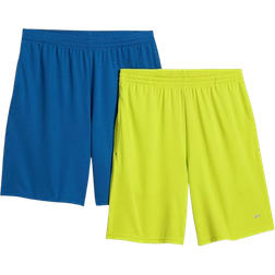 Amazon Essentials Men's Performance Tech Loose Fit Shorts 2-pack - Blue/Neon Lime Green