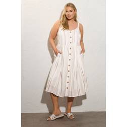 Yours Curve Natural Stripe Sundress - Natural