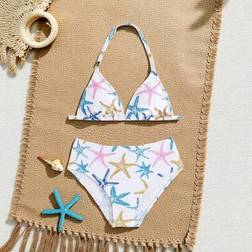 Shein Tween Girls Bikini Set Starfish Print Multi-Color
