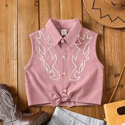 Shein Young Girl Spring Summer Twist Tie Burgundy Blouse - Burgundy
