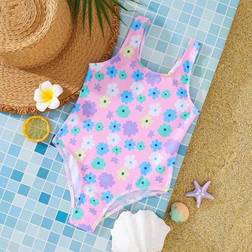 Shein Young Girl Floral Print Cute Casual Swimsuit - Spring/Summer