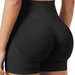 Shein Summer Seamless Butt Lifting Sports Shorts - Black