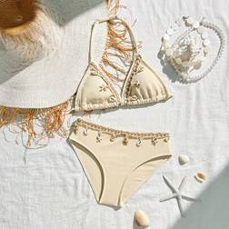Shein Tween Girls Shell Decor Halter Bikini Swimwear Set