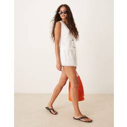 Gina Tricot Vita Shorts Broderie Anglaise Del Av Set - Vit