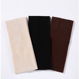 Shein 3pcs Women's Wide Headband - Brown/Black/Milk White