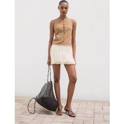 Mango Strikvest Drop Mokkafarvet Vest - Brun