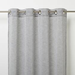 GoodHome Howley Grey Plain Unlined Eyelet Voile Curtain 140cm 260cm Single
