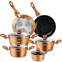 Homelux kochgeschirrset induktion töpfe kochtopfset kochtopf Set mit Klappe 10 teile