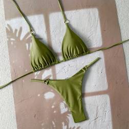 Shein Women Solid Color Sexy Bikini Set - Summer Beach