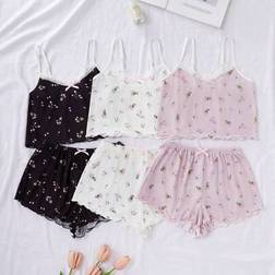 Shein Ins Style Sweet Ditsy Floral Camisole Top Shorts - Multi-Piece
