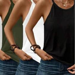 Shein Set Damen Lässiges Ärmeloses Tanktop Rundhalsausschnitt - Unifarbe
