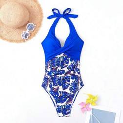 Shein One-Piece Swimsuit With Tummy Control Botanical Print - Tummy Control