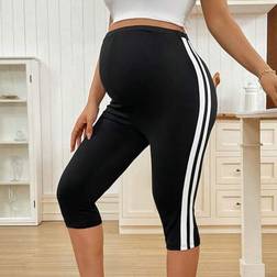 Shein Women Contrast Color Stripe Slim Fit Maternity Leggings